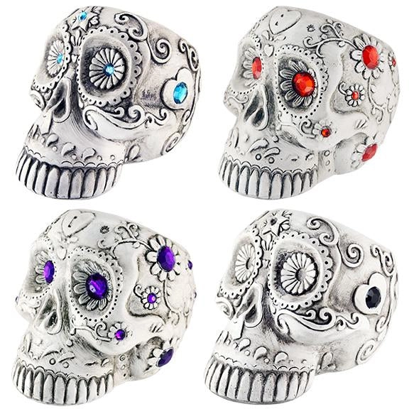3D Sugar Skull Ashtray - 4 Pieces Per Retail Ready Display 24879