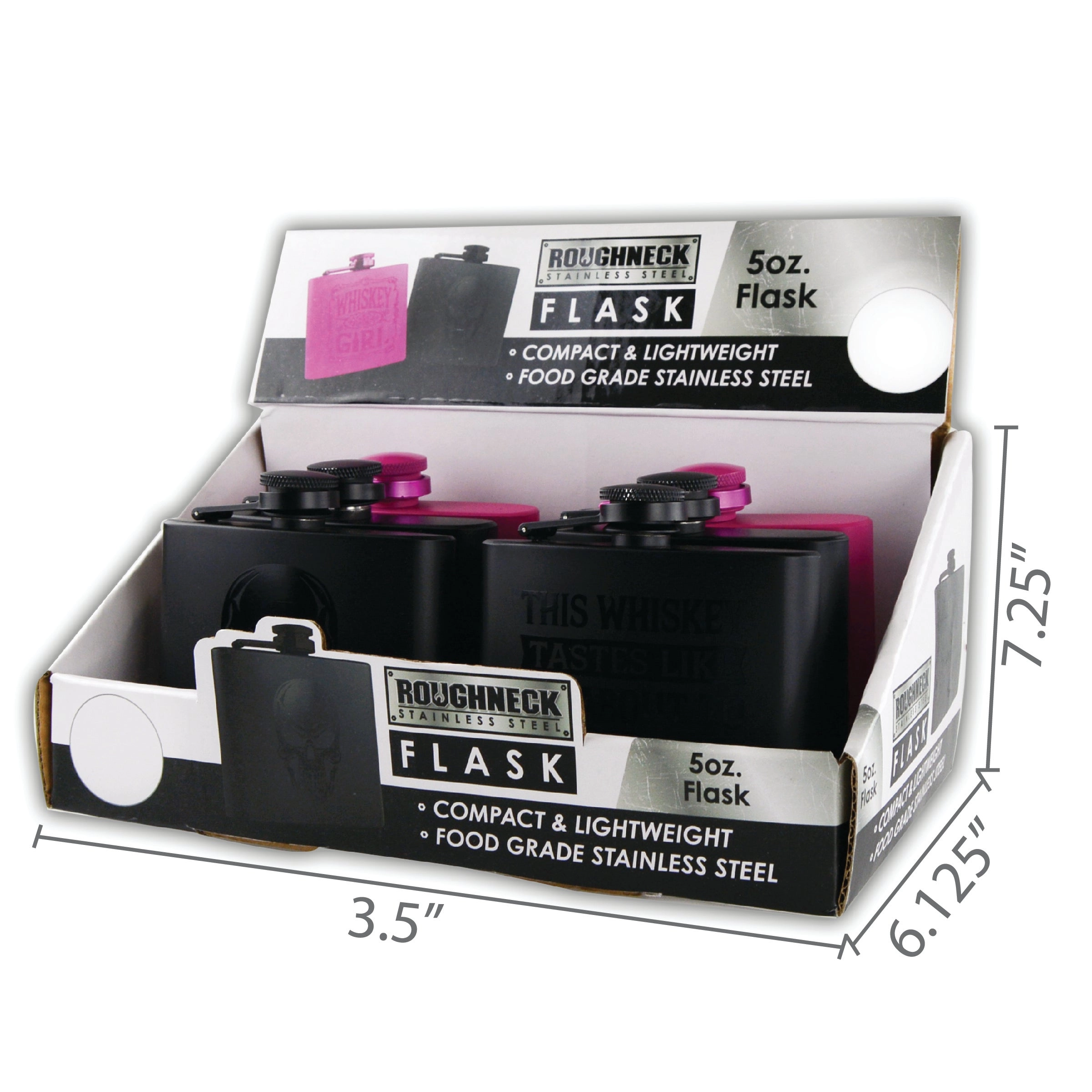 5 oz Stainless-Steel Flask - 6 Per Retail Ready Display 22425