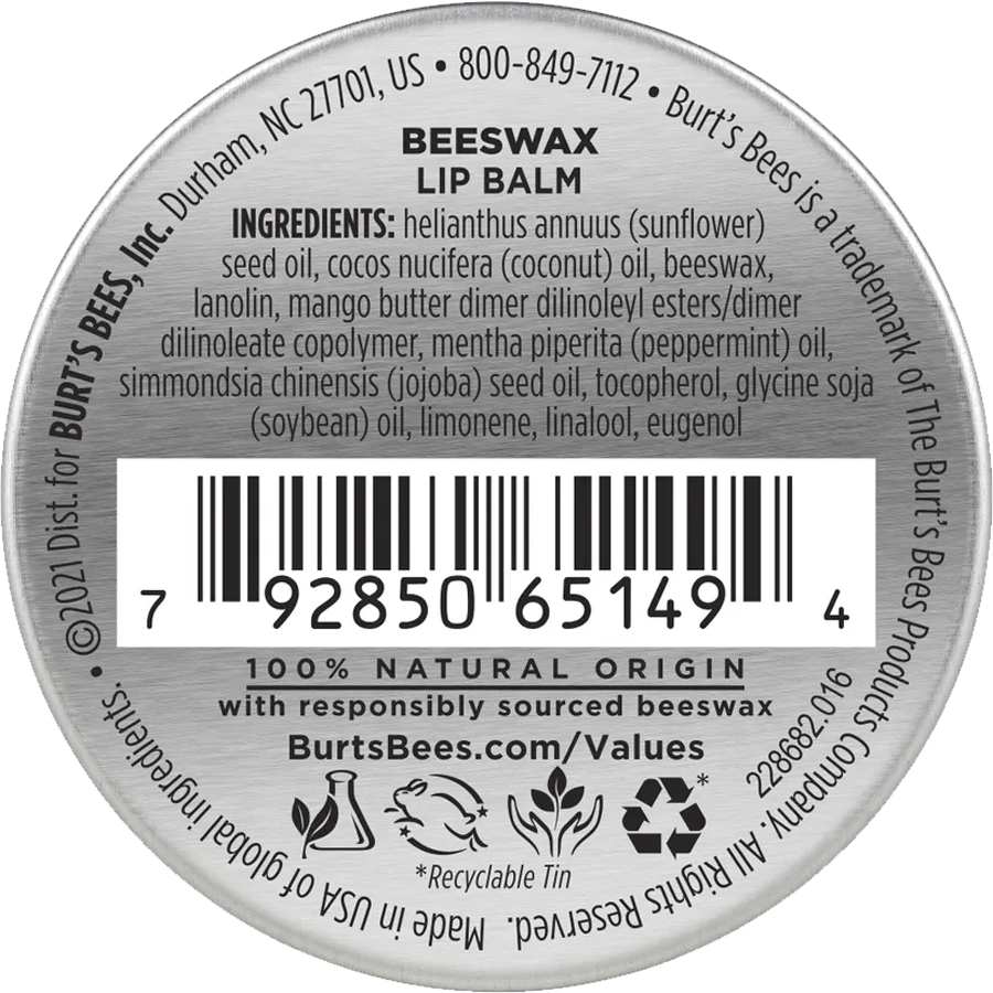 Beeswax Moisturizing Lip Balm Tin 0.3 oz