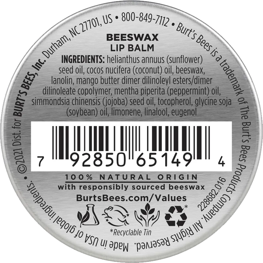 Beeswax Moisturizing Lip Balm Tin 0.3 oz