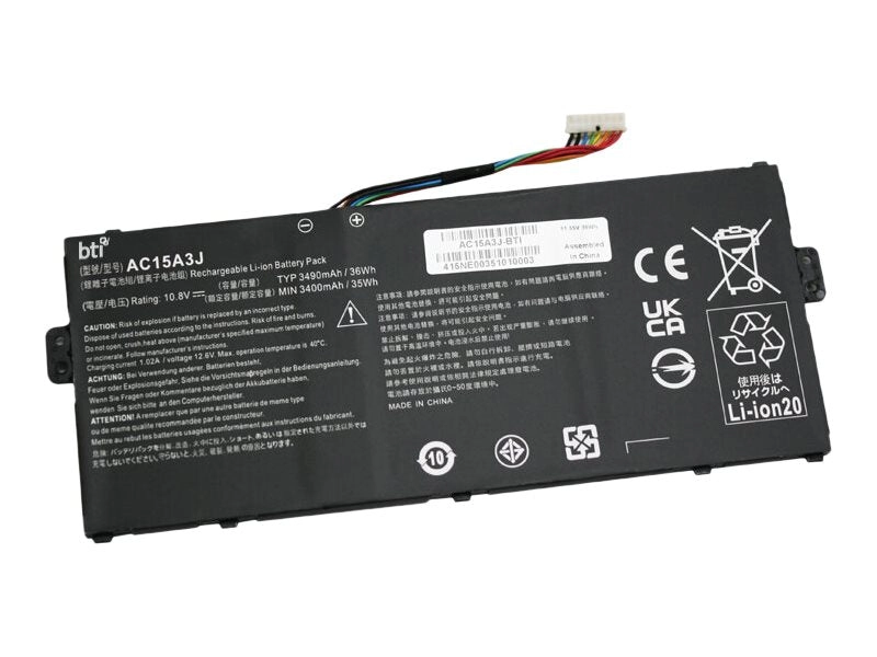 BTI - Notebook battery (equivalent to: Acer AC15A3J) - lithium ion - 3-cell - 3490 mAh - 36 Wh - for Acer Chromebook R 11 C738T-C44Z AC15A3J-BTI