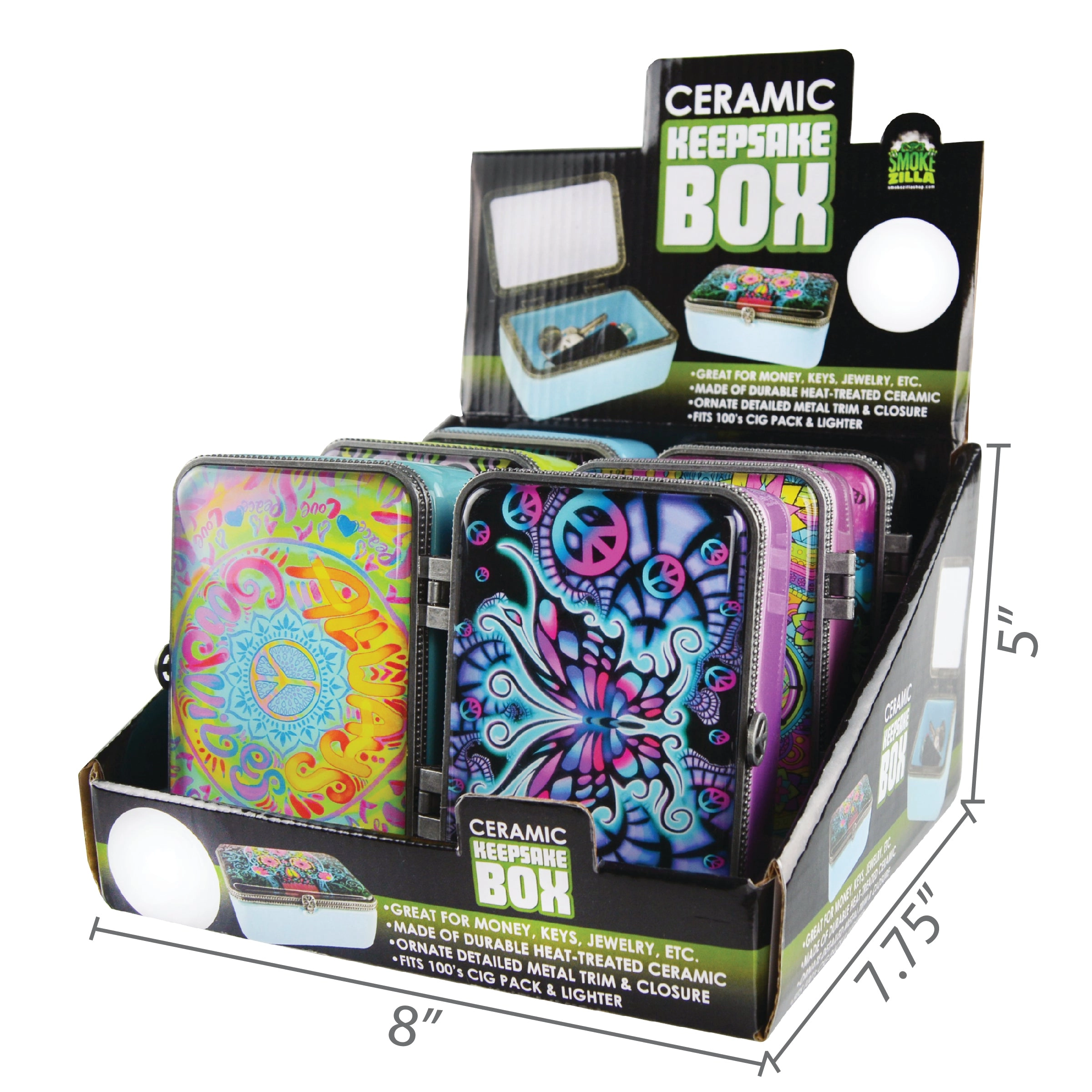 Ceramic Storage Box with Metal Trim - 6 Pieces Per Retail Ready Display 25623