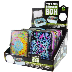 Ceramic Storage Box with Metal Trim - 6 Pieces Per Retail Ready Display 25623