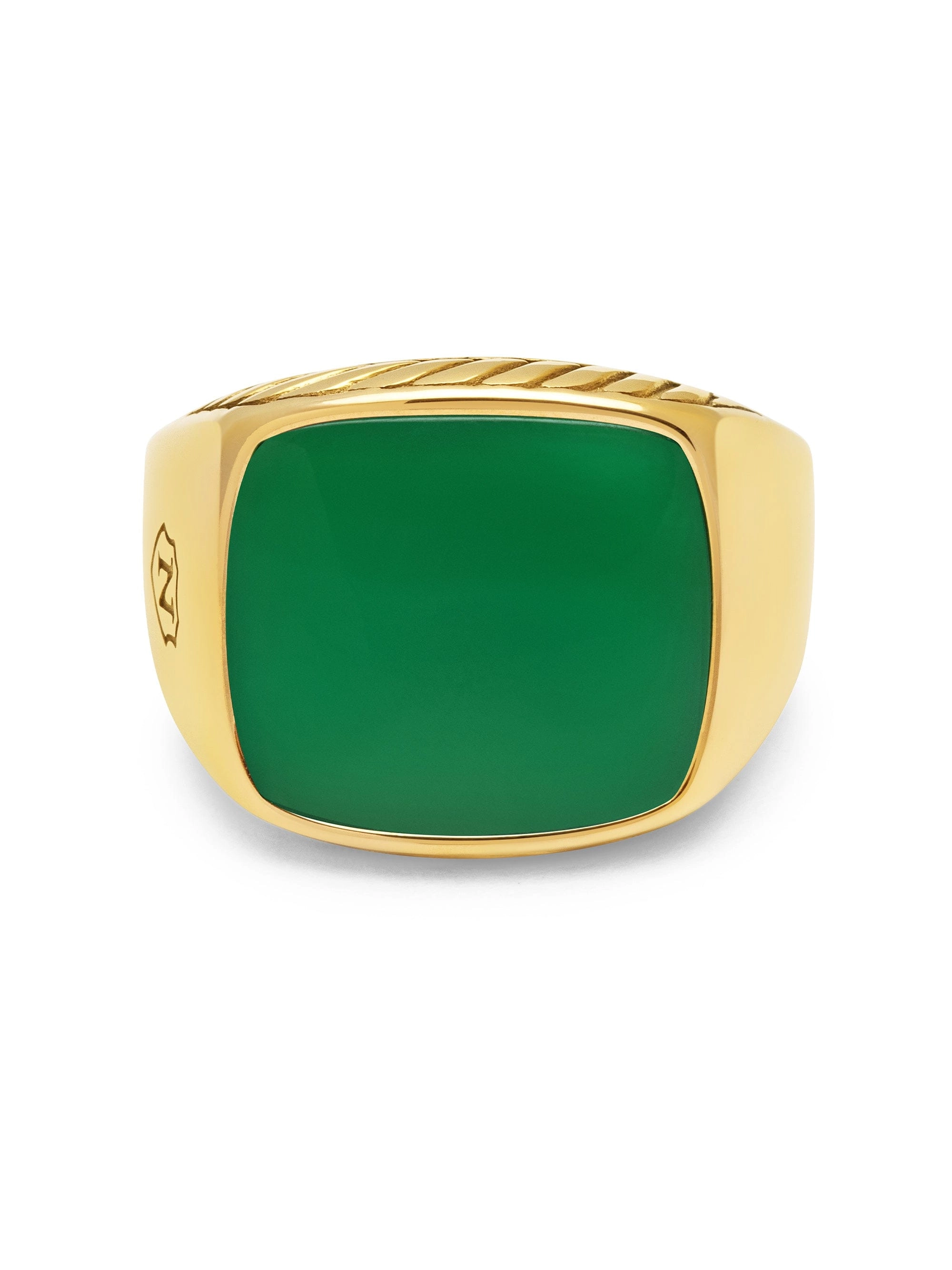 Gentlemen's Gold Signet Ring with Green Agate