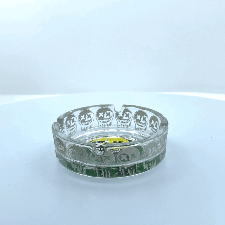 Glow in The Dark Glass Ashtray - 6 Pieces Per Retail Ready Display 23032