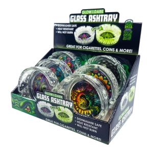 Glow in The Dark Glass Ashtray - 6 Pieces Per Retail Ready Display 25136