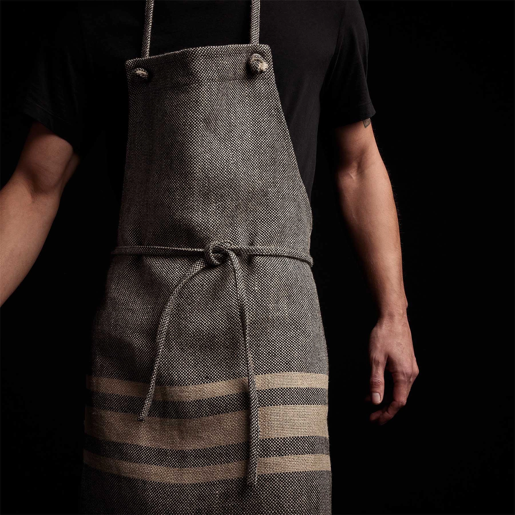 Heavy Triple Stripe Apron - Black/Beige