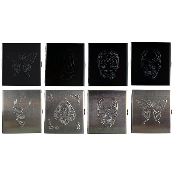 Metal Cigarette Case with Hinged Lid - 8 Pieces Per Retail Ready Display 22076