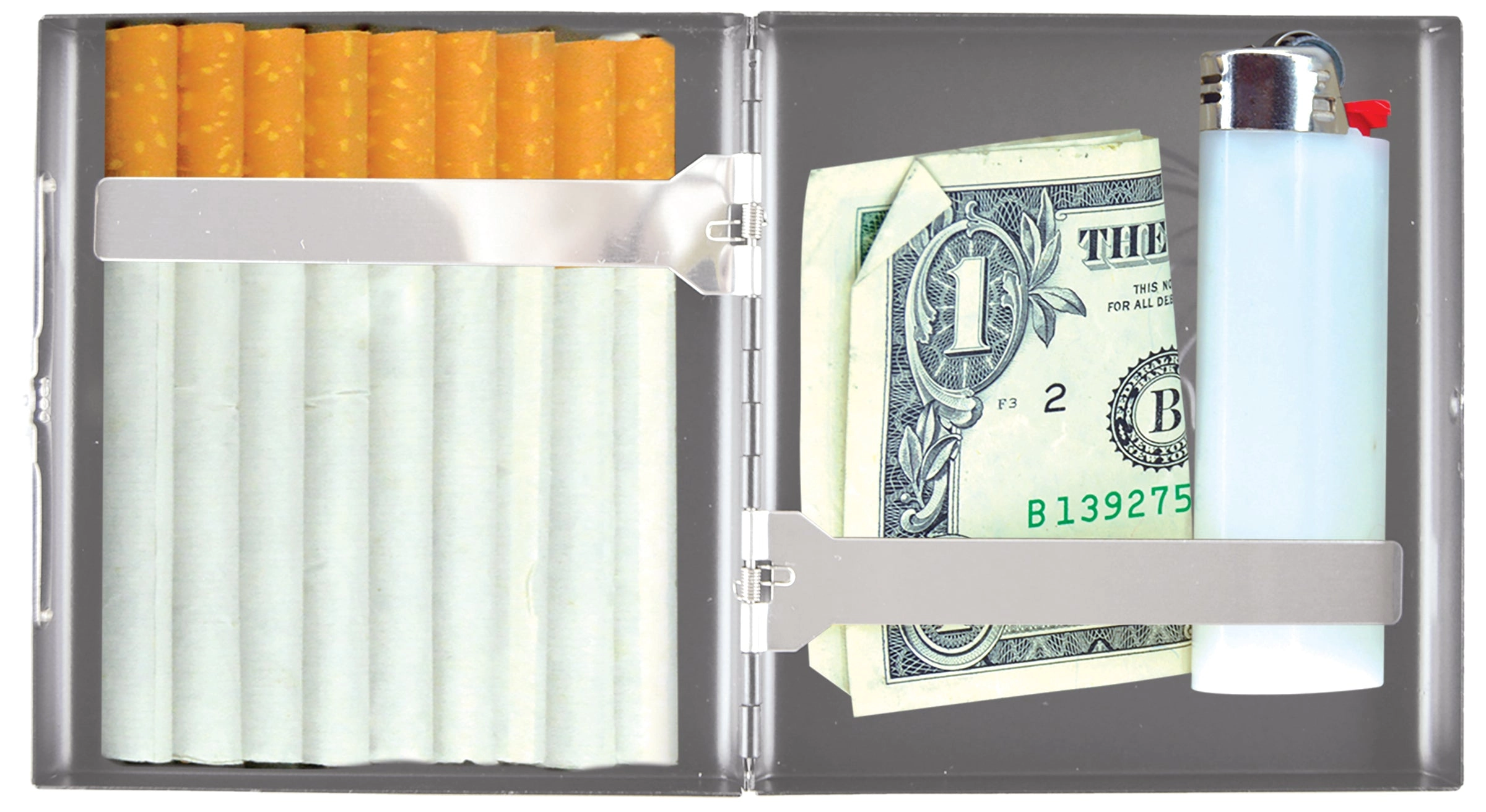 Metal Cigarette Case with Hinged Lid - 8 Pieces Per Retail Ready Display 22076