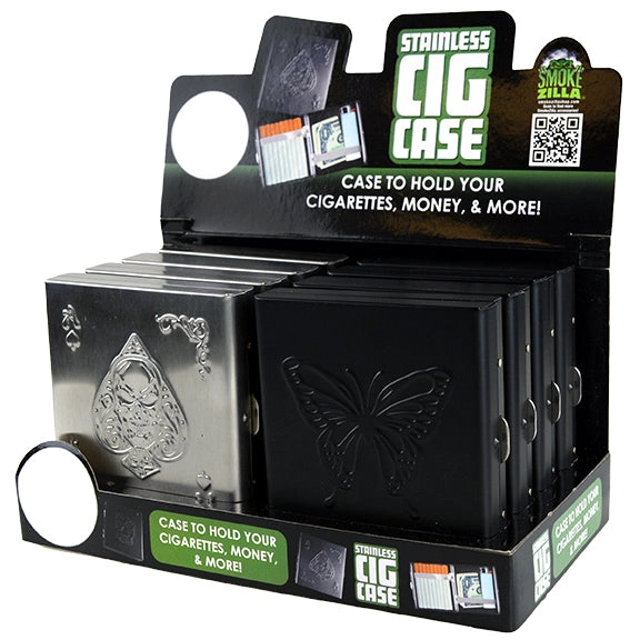 Metal Cigarette Case with Hinged Lid - 8 Pieces Per Retail Ready Display 22076