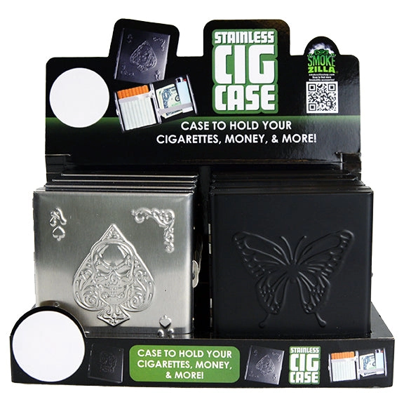 Metal Cigarette Case with Hinged Lid - 8 Pieces Per Retail Ready Display 22076