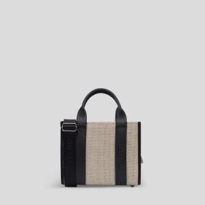 Micro Bon Vivant Structured Tote Bag -- Jute Black Leather