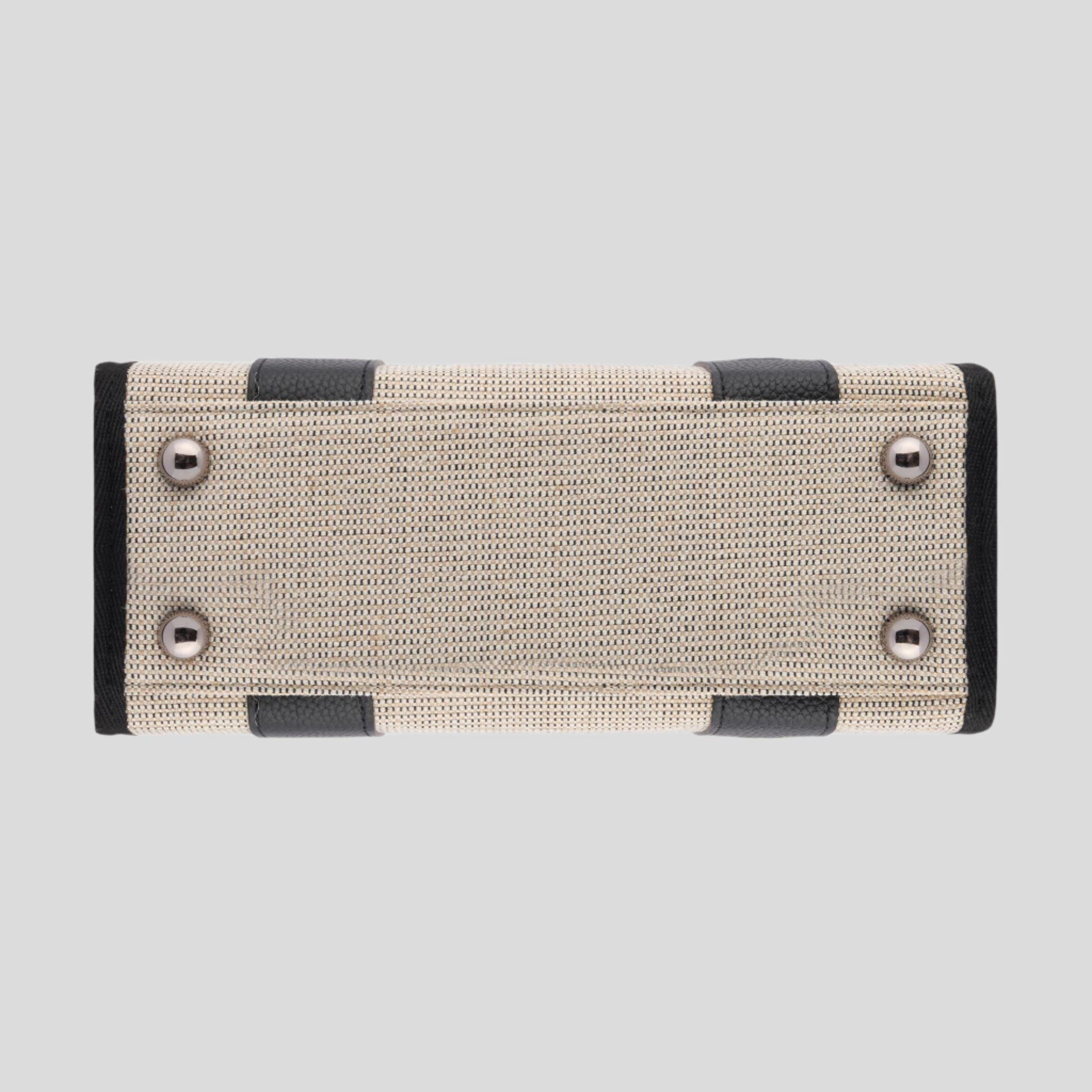 Micro Bon Vivant Structured Tote Bag -- Jute Black Leather