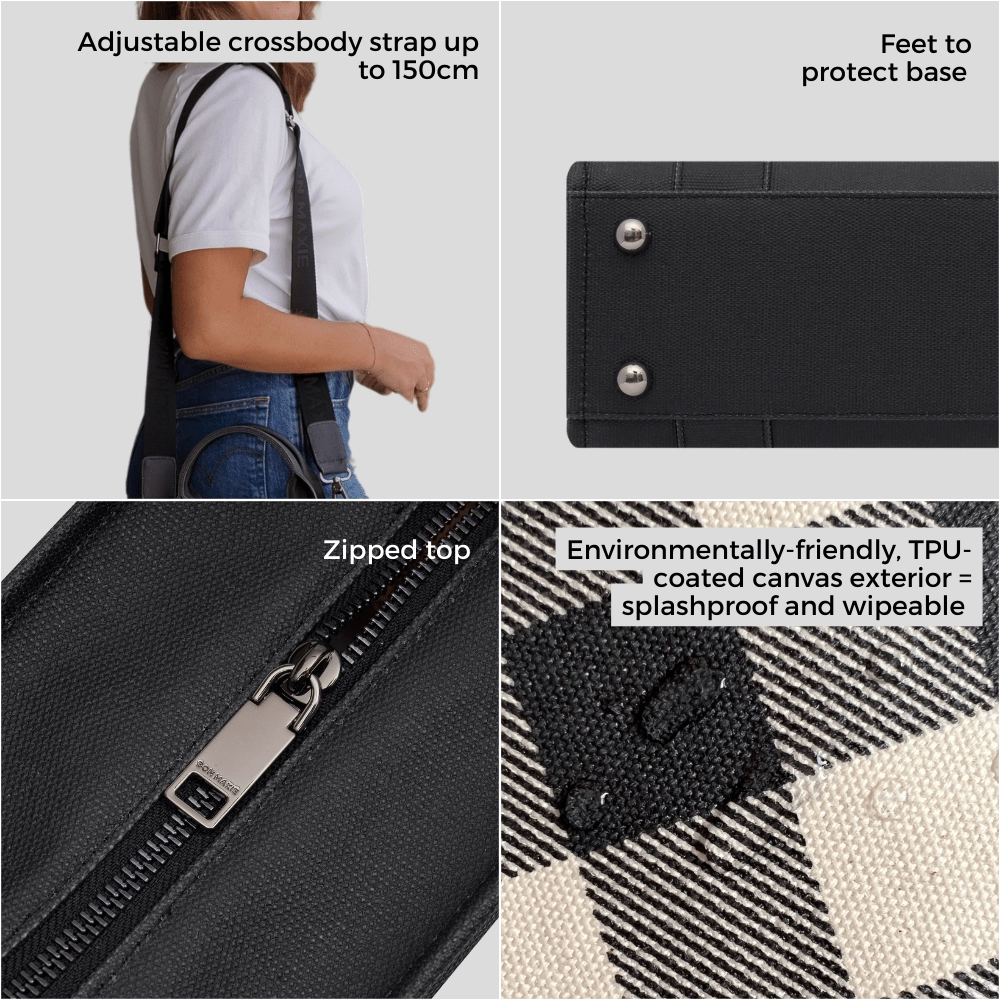 Micro Bon Vivant Structured Tote Bag -- Jute Black Leather