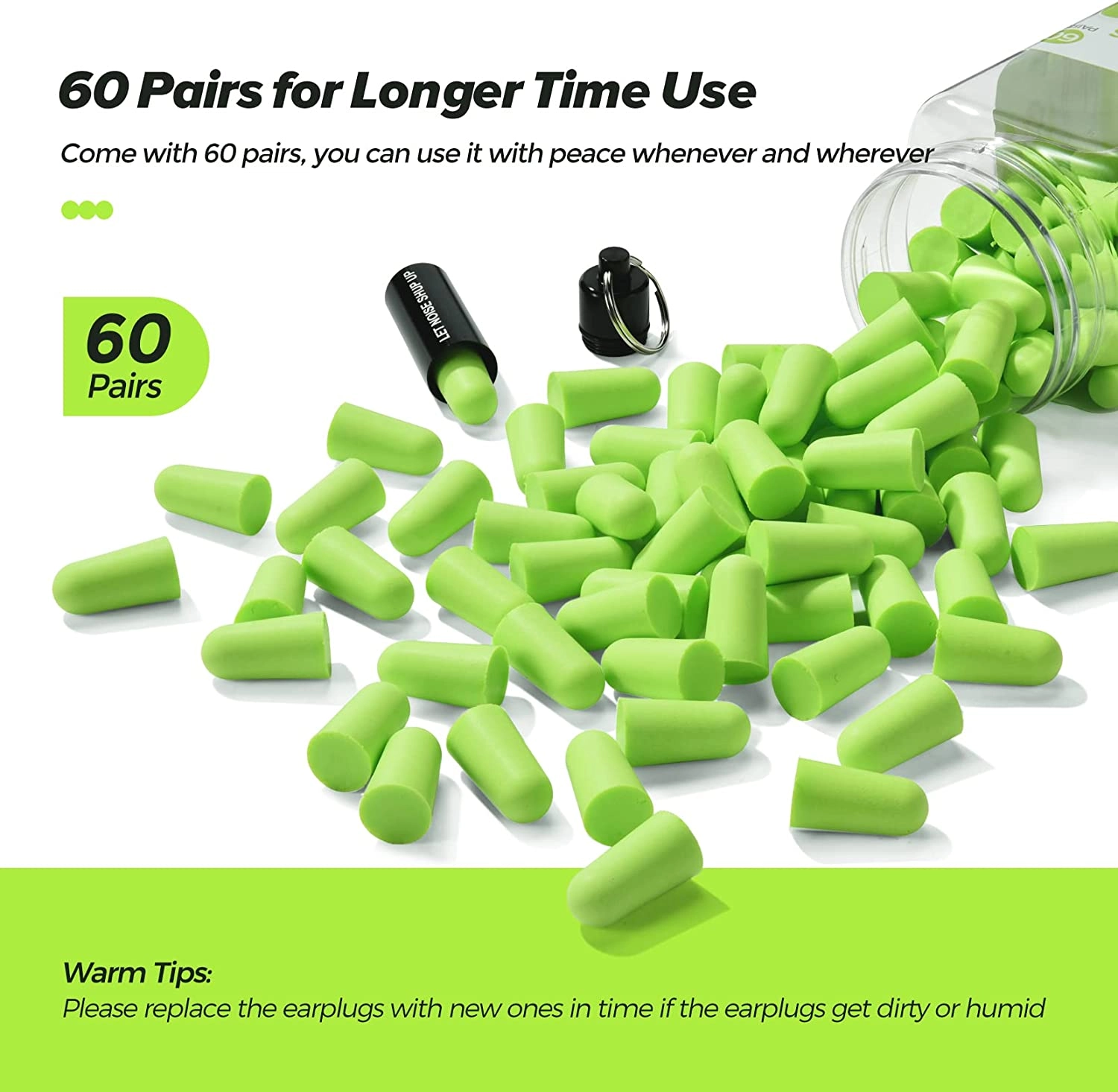 Mpow Soft Ear Plugs for Sleeping, 60 Pairs Reusable Foam Earplugs with a Small Travel Case