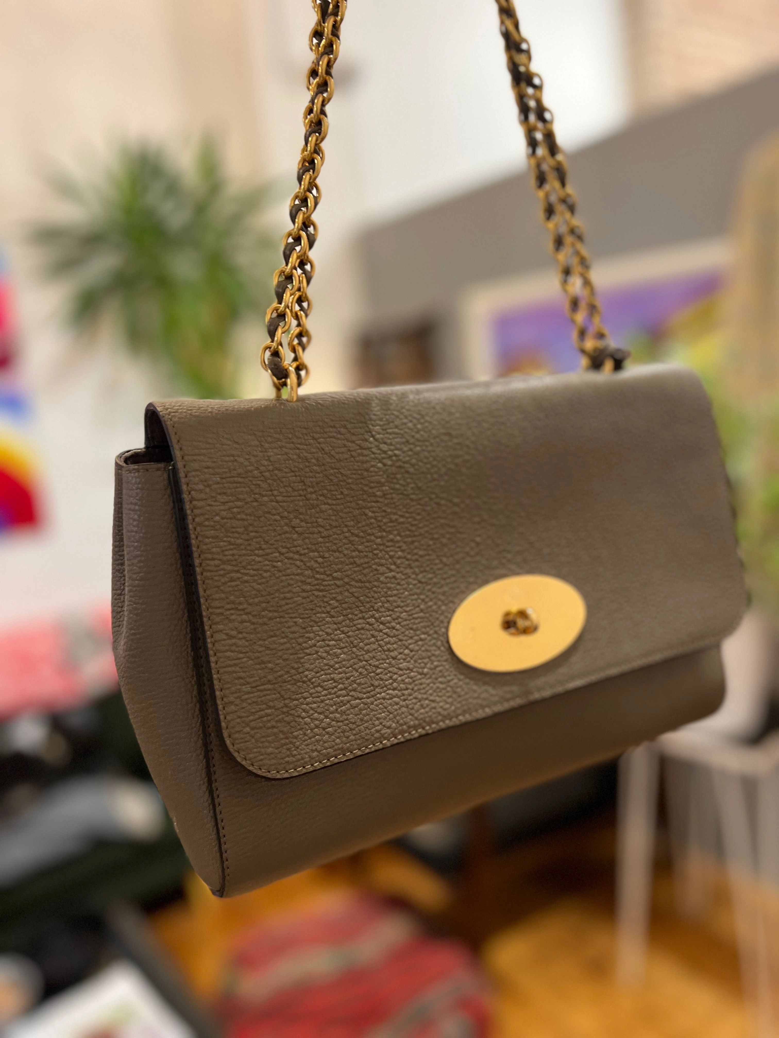 Mulberry Taupe Leather Lily Crossbody