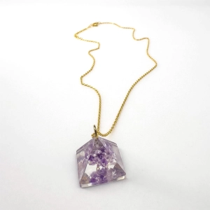 Pyramid Eco Resin Necklace - Lavender, Colombia