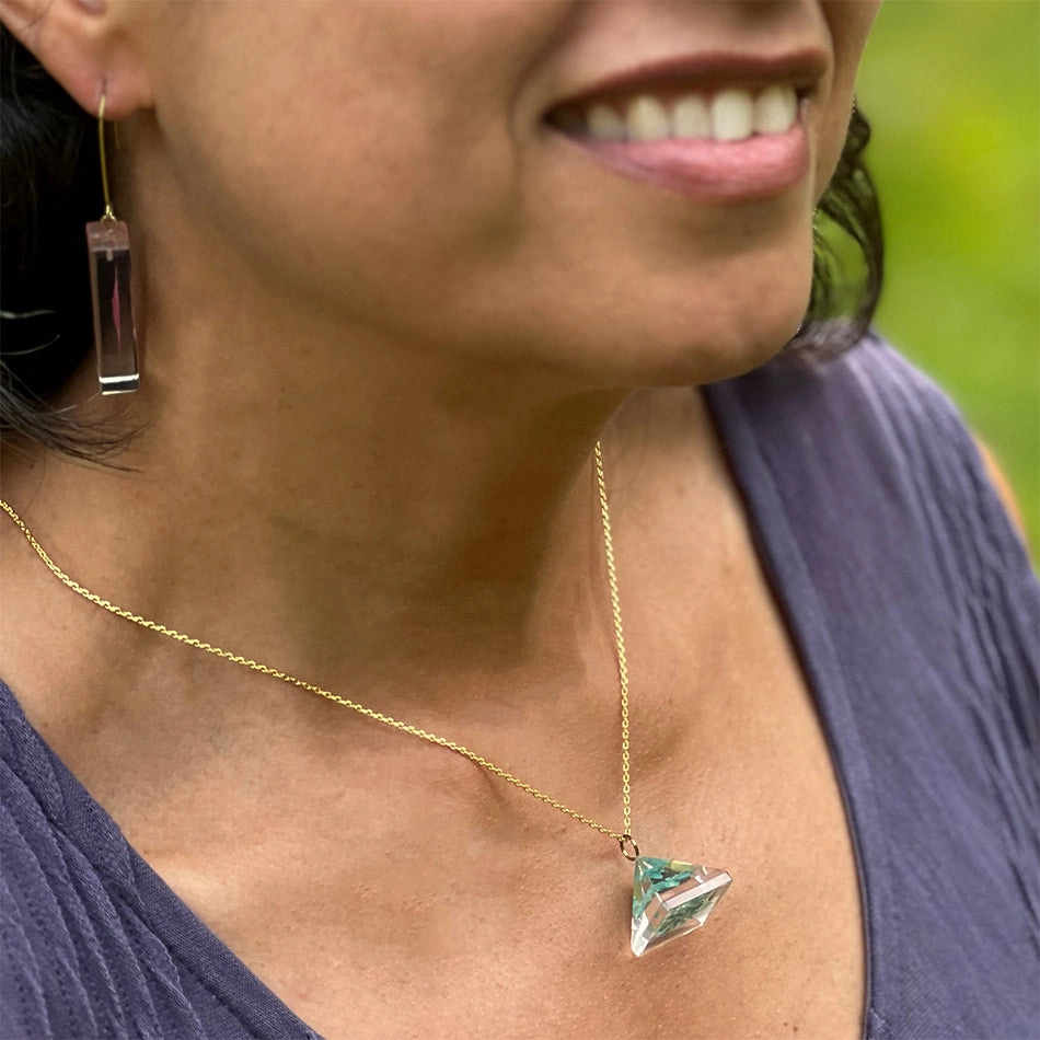 Pyramid Eco Resin Necklace - Lavender, Colombia