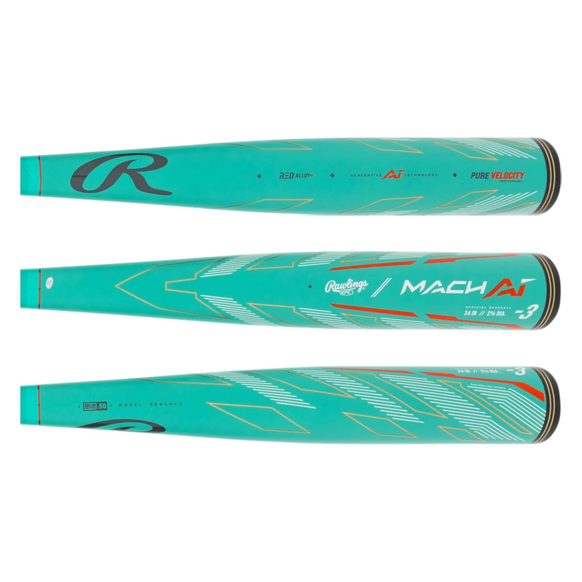 Rawlings 2024 Mach AI 2 5/8" BBCOR Baseball Bat(-3)