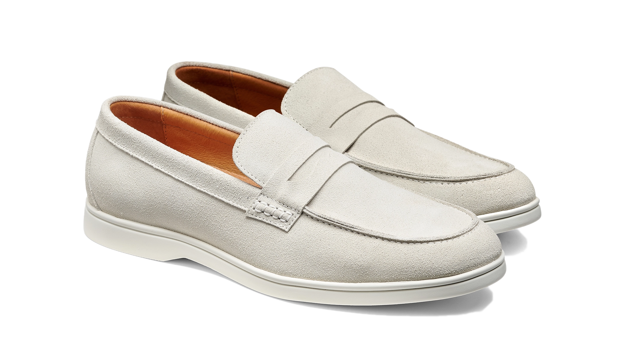 Santiago - White Suede White Sole