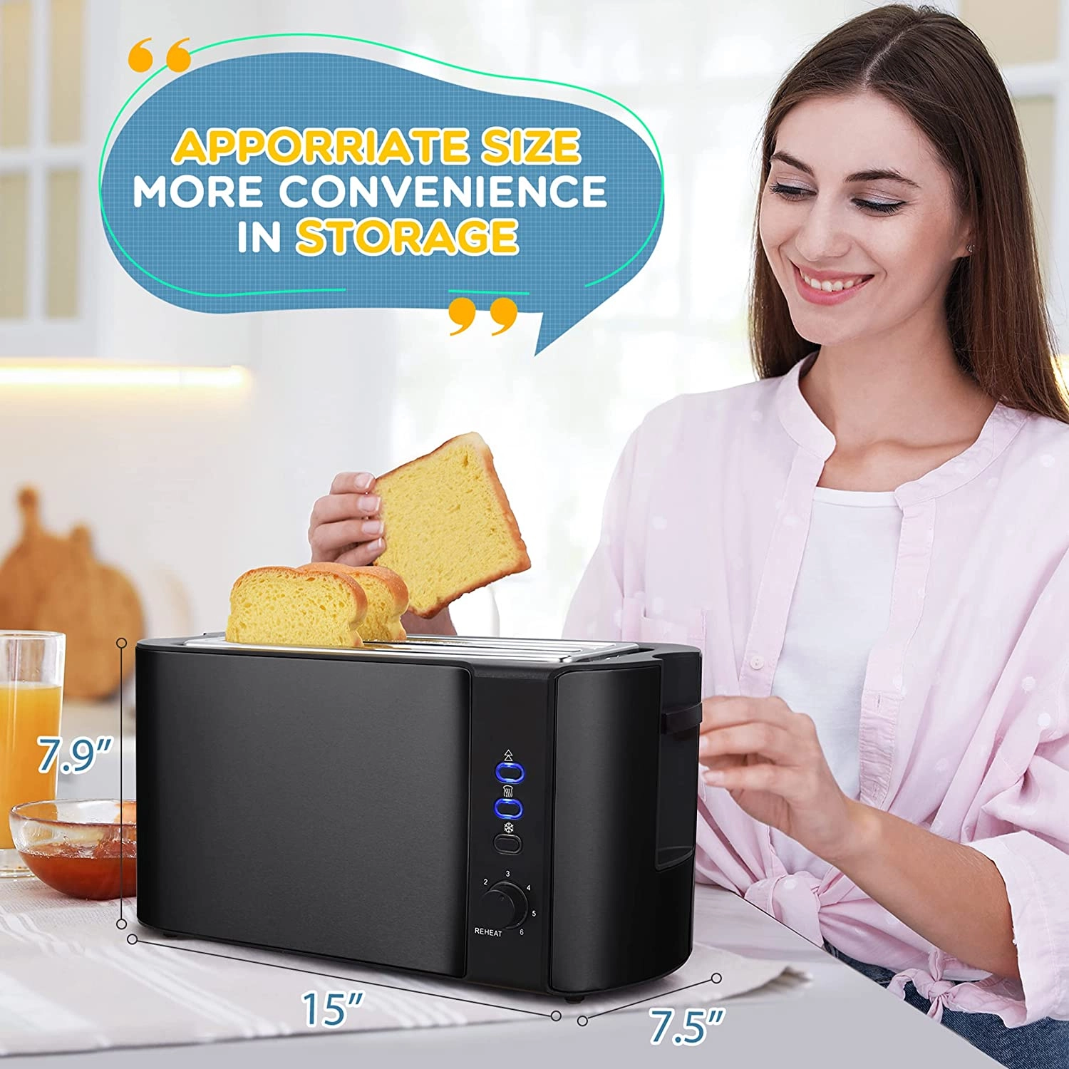 Toaster 4 Slice, 10‘â€?Long Slot Toaster 2 Slice, Extra-Wide Stainless Steel Toasters