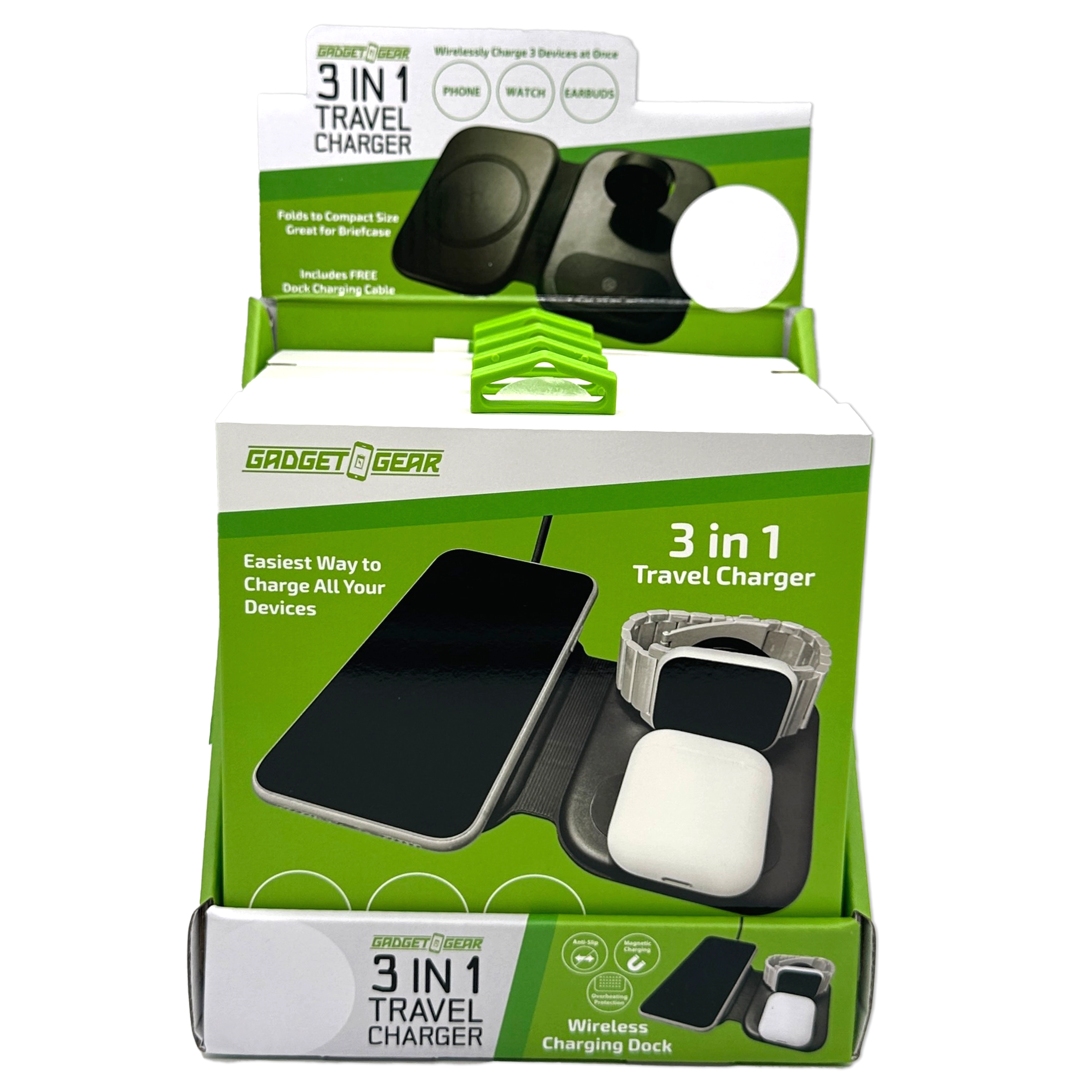Wireless 3 in 1 Charging Travel Station - 4 Pieces Per Retail Ready Display 23754
