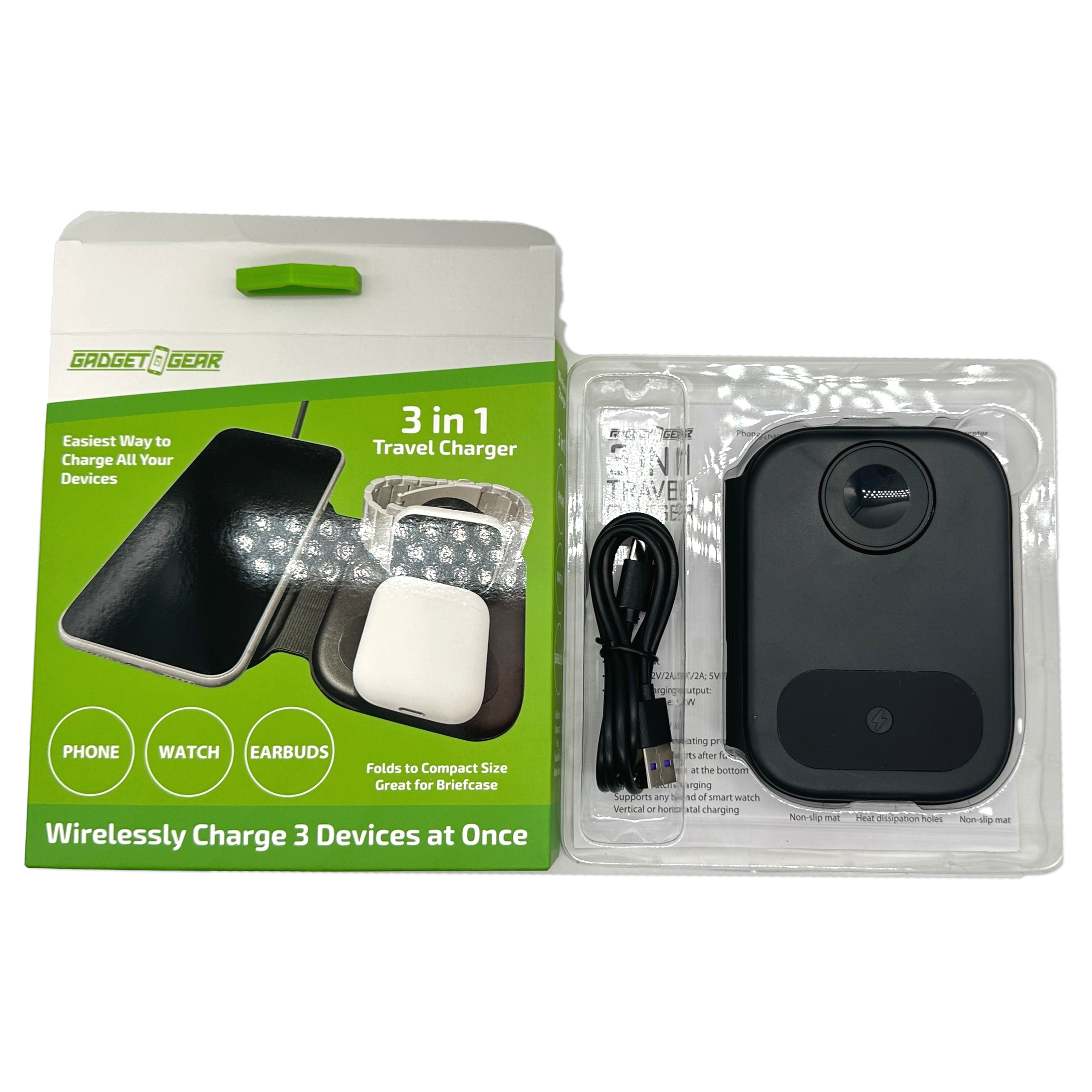 Wireless 3 in 1 Charging Travel Station - 4 Pieces Per Retail Ready Display 23754