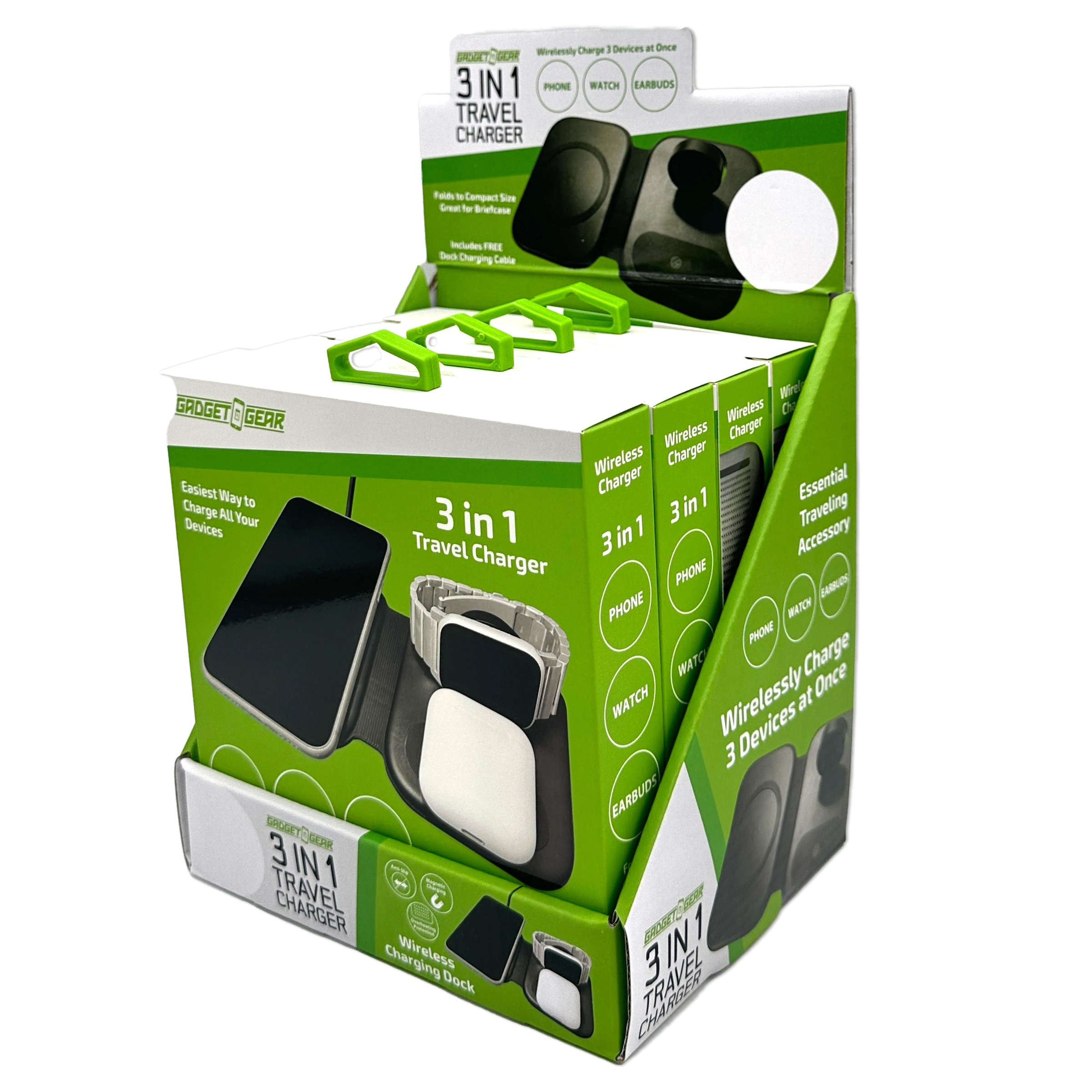 Wireless 3 in 1 Charging Travel Station - 4 Pieces Per Retail Ready Display 23754